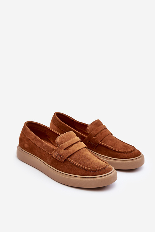 Mužské semišové loafers polobotky Zazoo 1566 hnědé