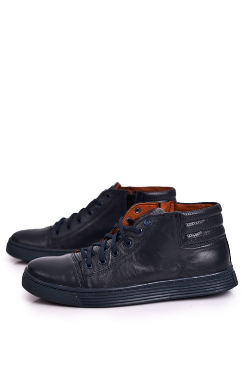 Pánské Kožené Boty Trenéři BEDNAREK Tmavě Modré