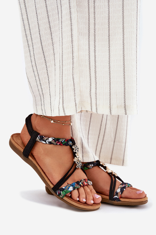 Dámské Sandály S Připínkami A Pletenými Pásky Černé Nusoreth