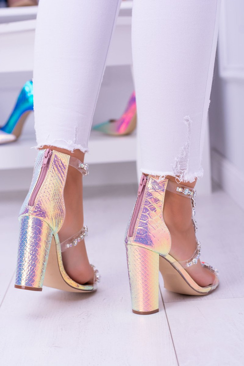 Lu Boo šampaňské Dámské Sandály Zirkony Taylor