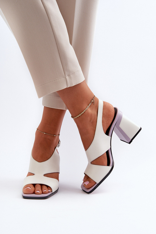Dámské sandály na podpatku bílé D&A MR38-153