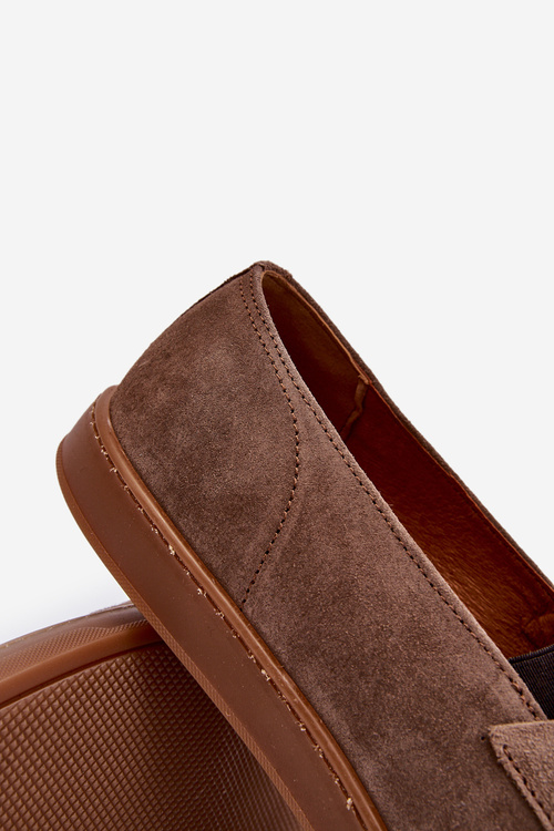 Pánské semišové mokasíny polobotky Zazoo 1566 hnědé