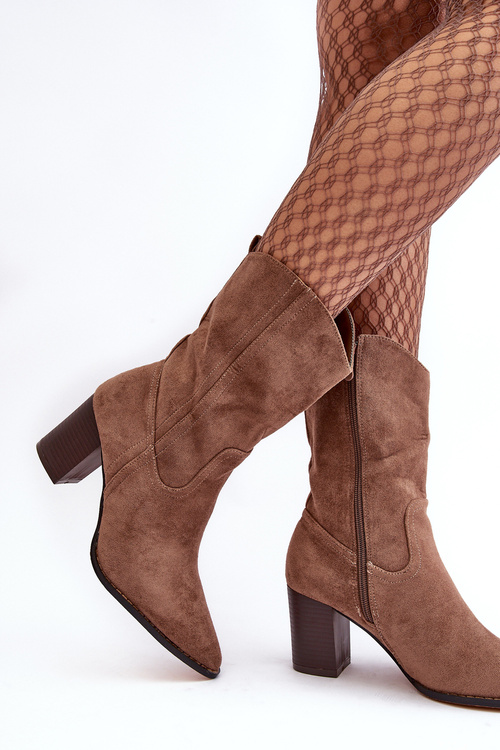 Dámské kovbojské botky na sloupku tmavě hnědé Danell