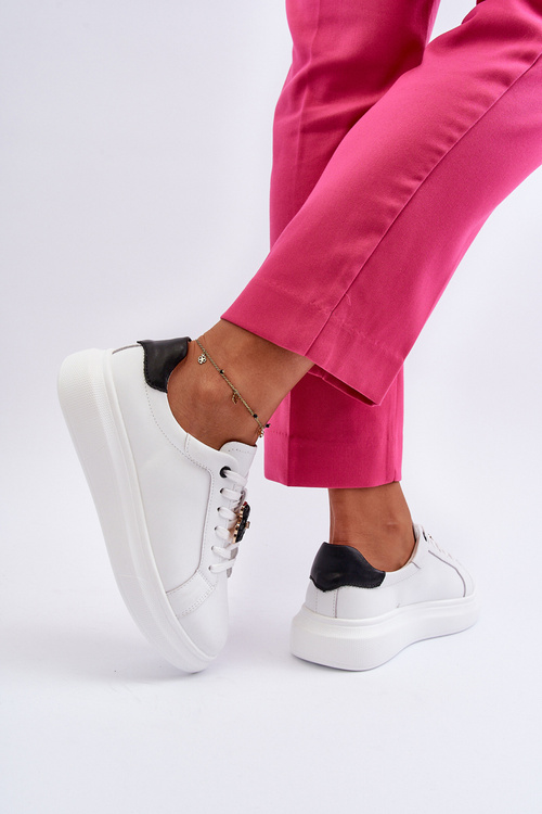 Dámske kožené tenisky s medveďom biela Mirven