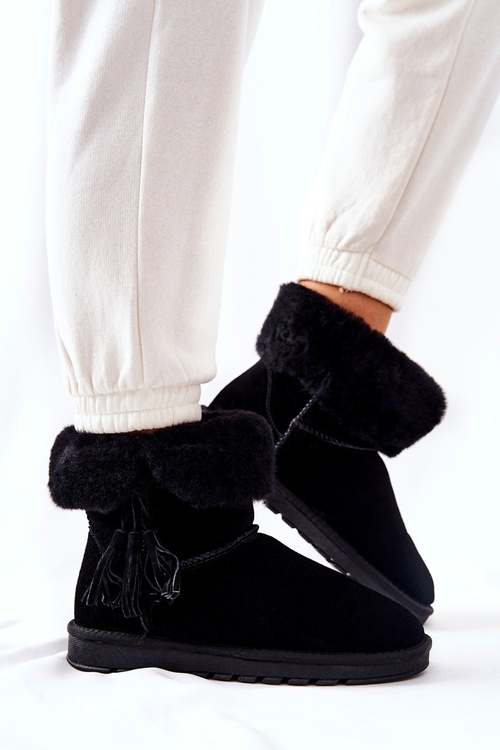 Snehové topánky izolované čierne strapce Sorella