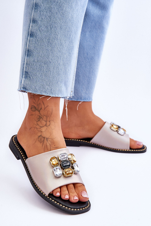 Dámské sandály s kamínky S.Barski KV-2775-31 Nude