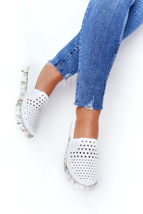 Prolamované Kožené Tenisky Slip-On Maciejka Bílé 03512B-11