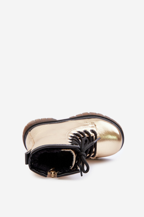 Zateplené Detské Lakované Čižmy So Zipsom Zlaté Novita