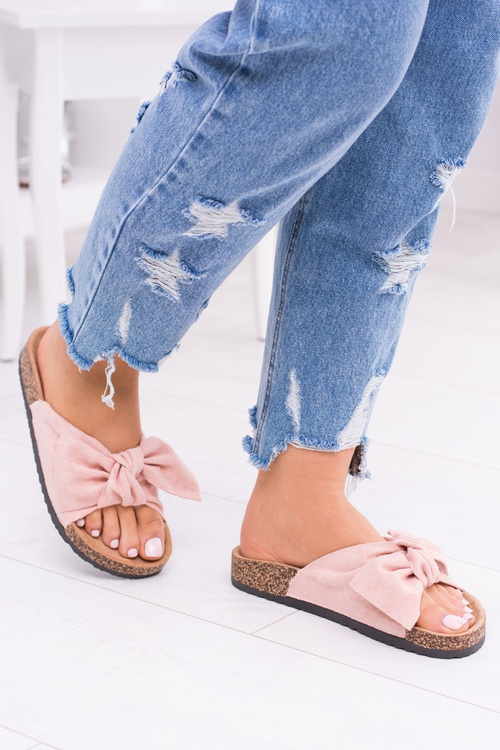 Dámské růžové Papuče Na Korku Mašle Wendy Dominica