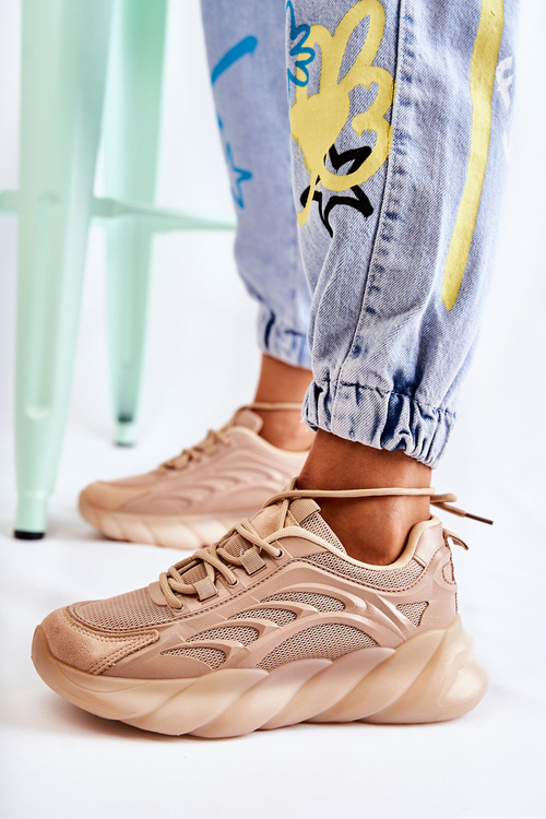 Módne dámske športové topánky tenisky Beige sollero