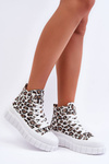 Vzor žien s vysokými teniskami leopard biely flreres