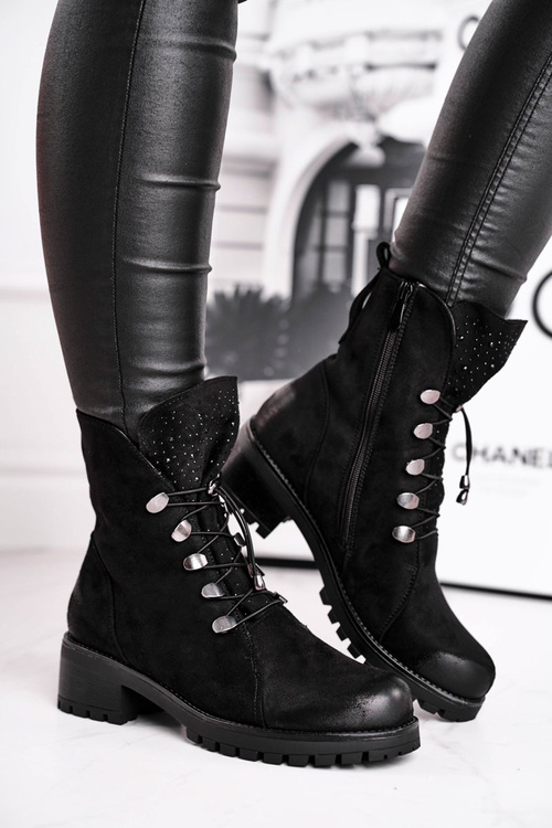 Dámské Kotníkové Boty Teplé Černé Bipper