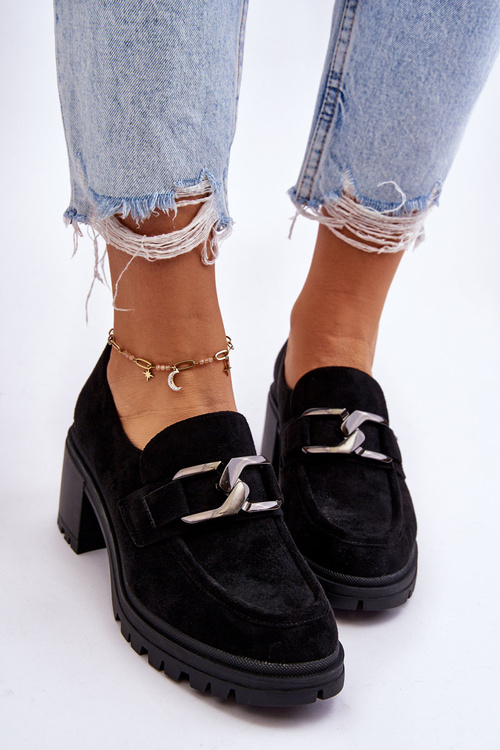 Semišové topánky na masívnom päte Black Finley