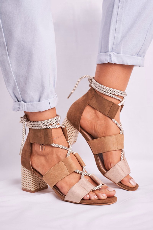 Dámské sandály Na Podpatku Semišové Béžové Beckie