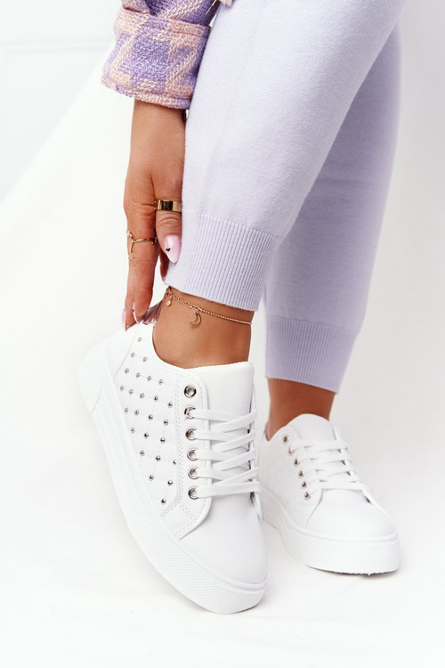 Dámske biele a strieborné tenisky