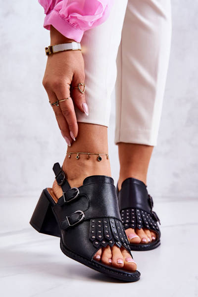 Kožené sandály s cvočky La.Fi Černá Casilla