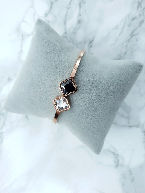 Dámský Náramek Ocel se dvěma zirkony růžové zlato Beluci