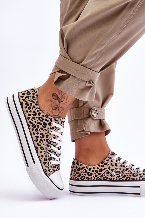 Dámské Tenisky Na Robustní Platformě Béžová a černá Ember