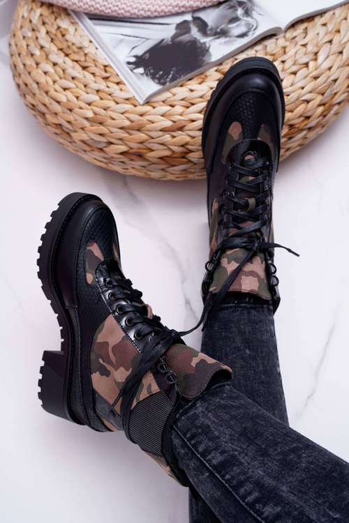Dámské Kotníkové Boty černé Camo Nemtere