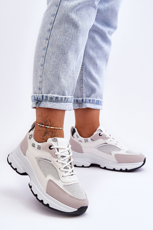 Čipky -Sports Sports topánky na bielej únikovej platforme