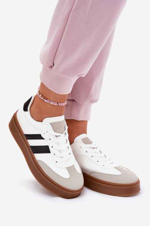 Dámske Sneakers Na Platforme Z Eko Kože Biele Elaraven