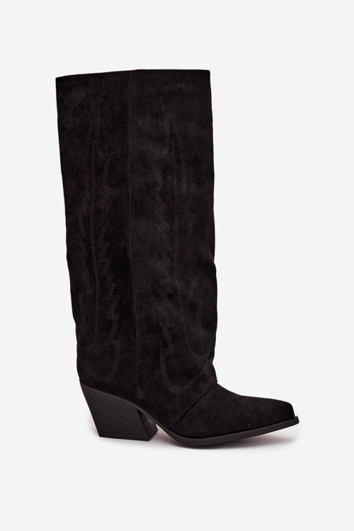 Dámske kovbojky na zips Čierne Isalina