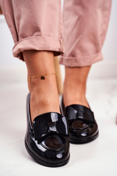 Elegantné ženské Vinceza 10570 lakované čierne mokasíry