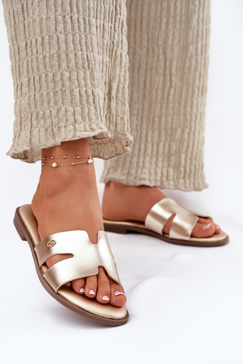 Dámske Plátené Sandále Z Eko Kože Zlaté Firvania