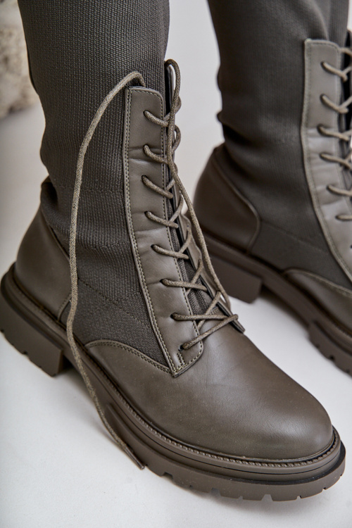 Návratové kozačky se svrškem z punčochy Ciemnozielone Iranel