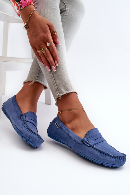 Dámské mokasíny z ekologického semiše modré Rerceria