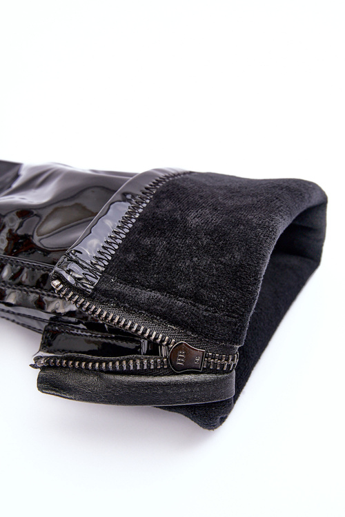 Lakované Kozačky Na Masivní Platformě Se Suwakiem Černé Ringo