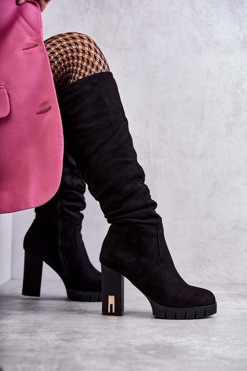 Klasické semišové boty na zip černé Laylah