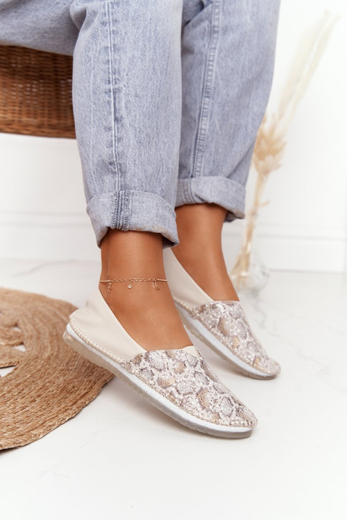 Dámské Kožené Baleríny Maciejka Béžové-Zlaté 01930-81