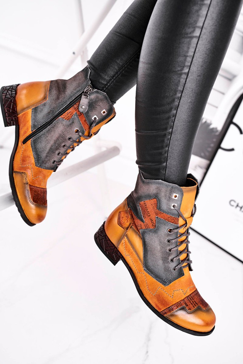 Dámske kožené topánky Izolované topánky Maciejka žlté 04625-07