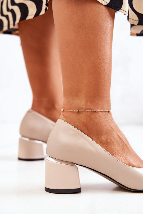 Kožené Lodičky Špička V Spitz Béžové Marilyn