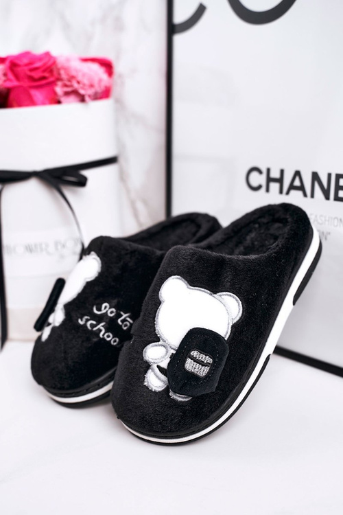 Dětské Domácí Pantofle S Medvědem černé Go To School