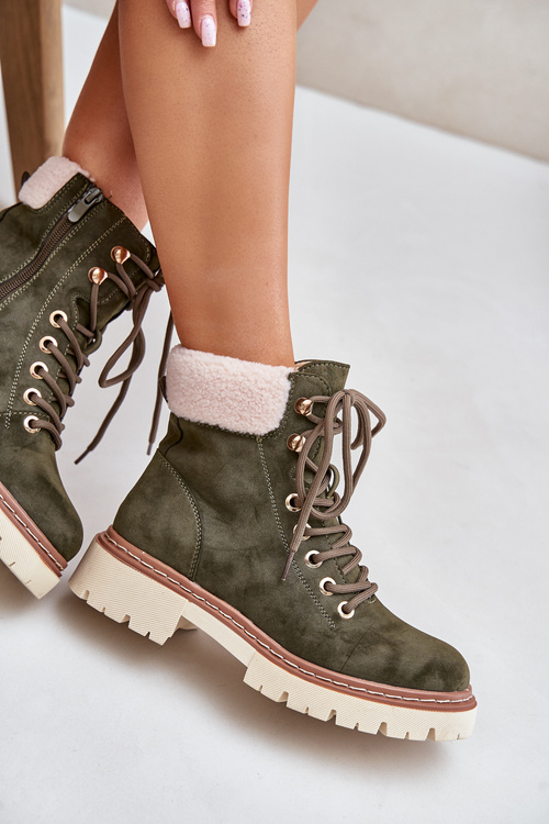 Zateplené boty dámské na zip zelené Ferelia