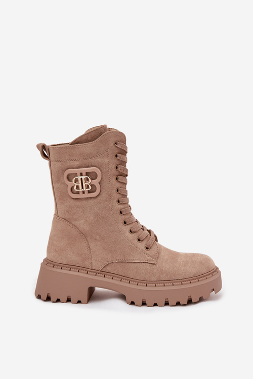 Dámske Workery členkové topánky s ozdobným prvkom zateplené béžové Kalindra