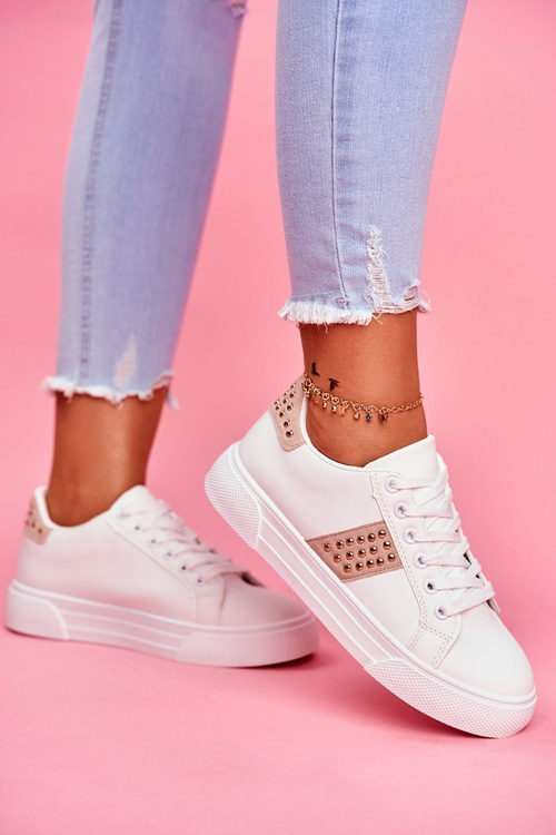 Dámske športové biele béžové kapely topánky