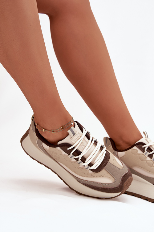 Dámske Sneakers Na Platforme Big Star SS274002 HI-POLY SYSTEM Béžové