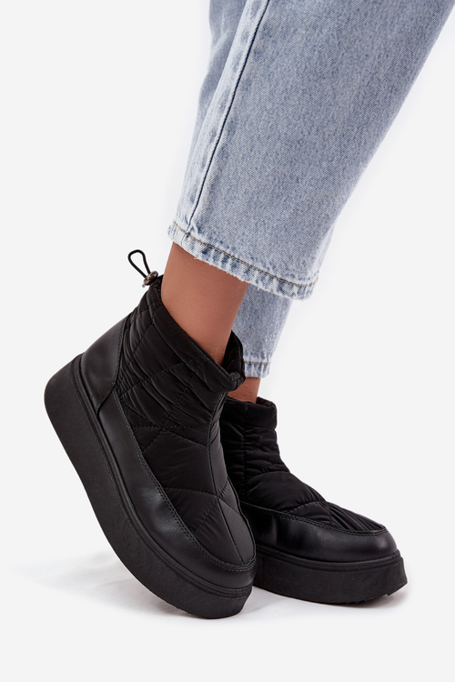 Dámské zimní boty na platformě vyhřívané kožešinkou černé Tahlira