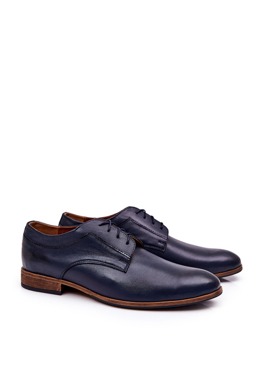 Elegantné kožené topánky Bednarek 684 Navy modrá