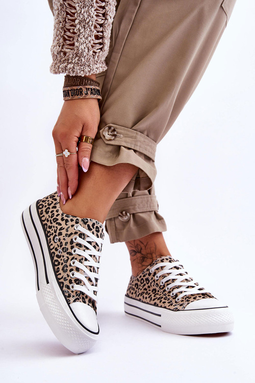 Dámské Tenisky Na Robustní Platformě Béžová a černá Ember