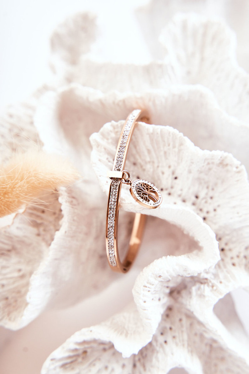 Náramek S Kubickým Zirkonem Strom života Růžové Zlato Alive