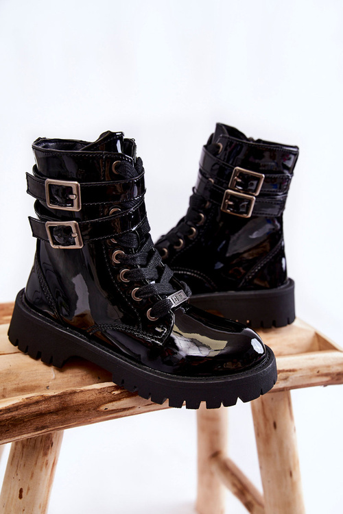 Dětské lakované kozačky Big Star KK374131 Černe