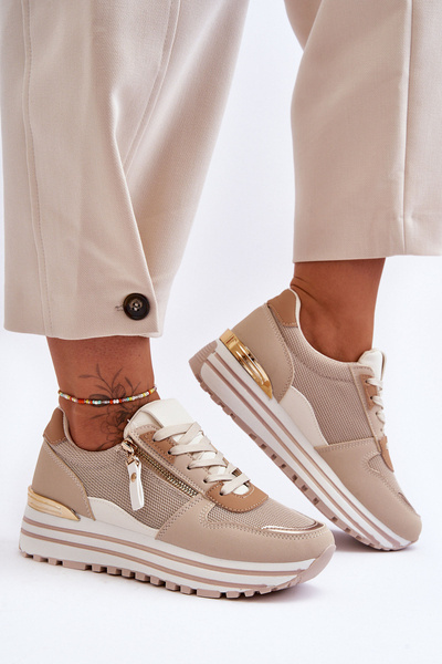 Dámske športové topánky s dekoratívnym hradným béžovým Káhire