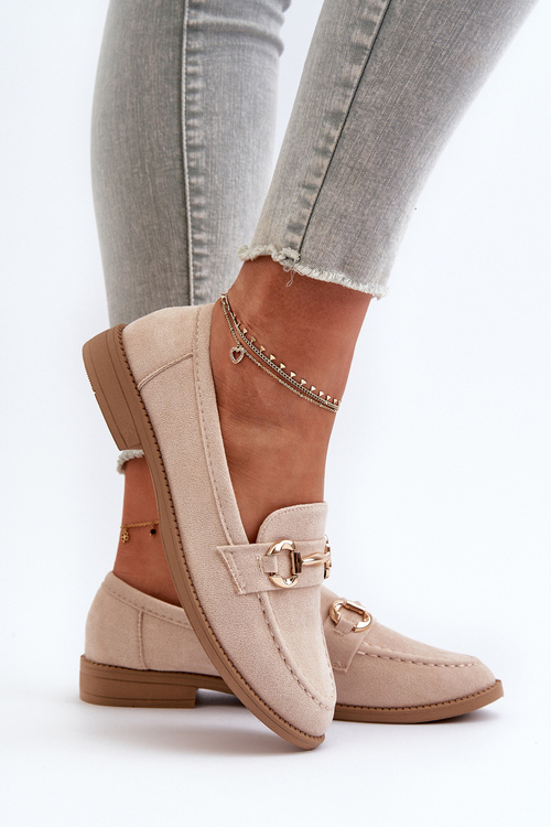 Dámske Mokasíny Na Plochom Podpätku S Ozdobou Beige Aviole