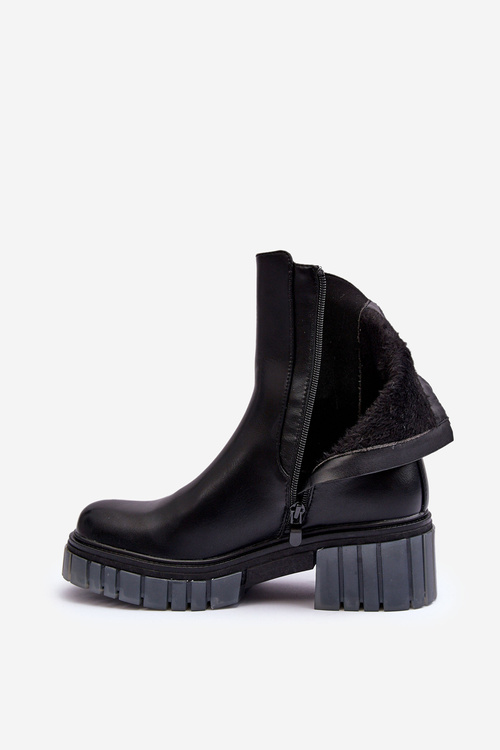 Kožené boty sztyblety na tlusté podrážce černé Apetrius