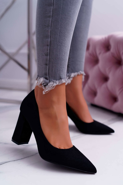 Dámske čerpadlá na čiernej Clarine Suede Post