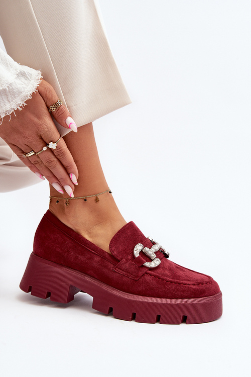 Dámske mokasíny s ozdobou bordová Ellise